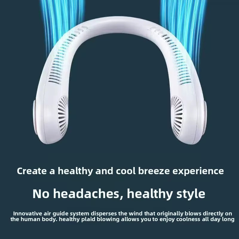 Digital-Display Hanging Bladeless Neck Fan Fast-Charging USB Power Portable Electric Fan for Outdoor On-The-Go Use PP Material