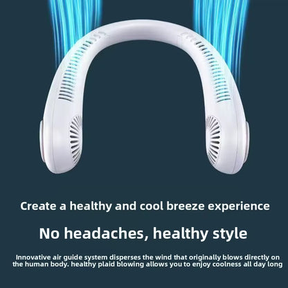 Digital-Display Hanging Bladeless Neck Fan Fast-Charging USB Power Portable Electric Fan for Outdoor On-The-Go Use PP Material