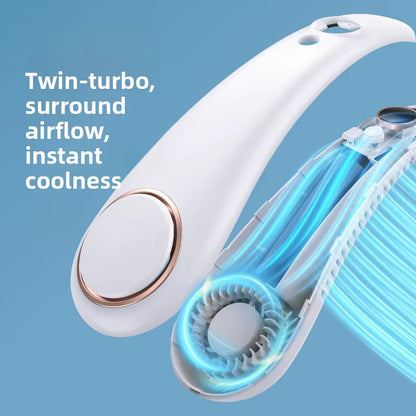 Digital-Display Hanging Bladeless Neck Fan Fast-Charging USB Power Portable Electric Fan for Outdoor On-The-Go Use PP Material