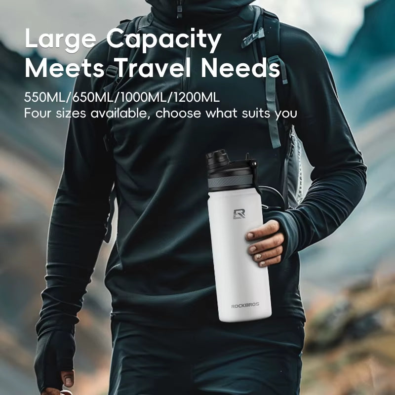 ROCKBROS Customized High-Capacity Hot Cold Insulated Sports Water Bottle 304 Stainless Steel Inner Liner Water Bottle