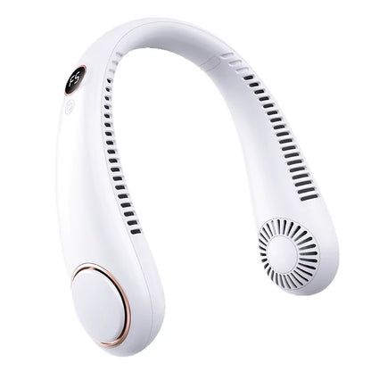 Digital-Display Hanging Bladeless Neck Fan Fast-Charging USB Power Portable Electric Fan for Outdoor On-The-Go Use PP Material