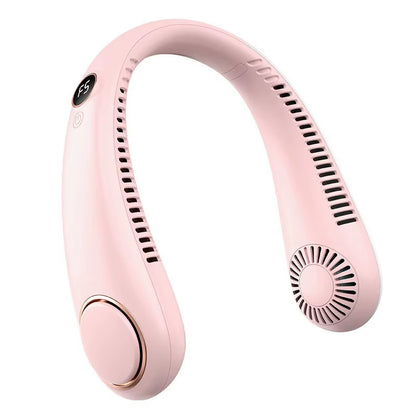 Digital-Display Hanging Bladeless Neck Fan Fast-Charging USB Power Portable Electric Fan for Outdoor On-The-Go Use PP Material